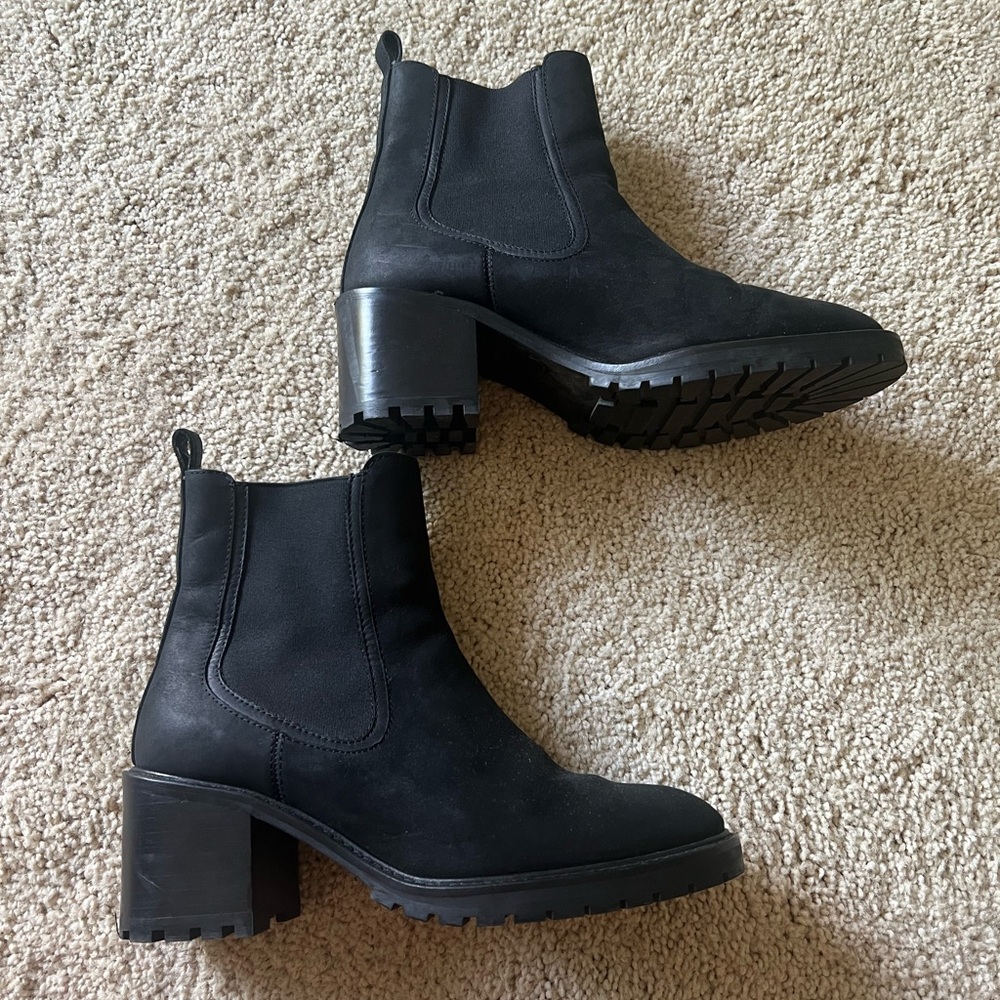 Thursday Boot Company Black Suede Heeled Chelsea Boots